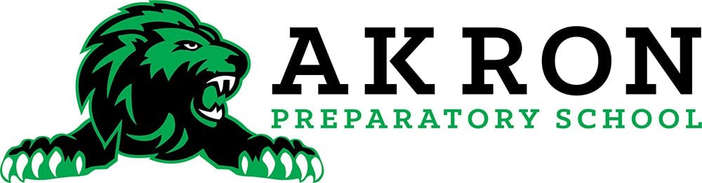 Akron Preparatory School logo with a lion mascot.